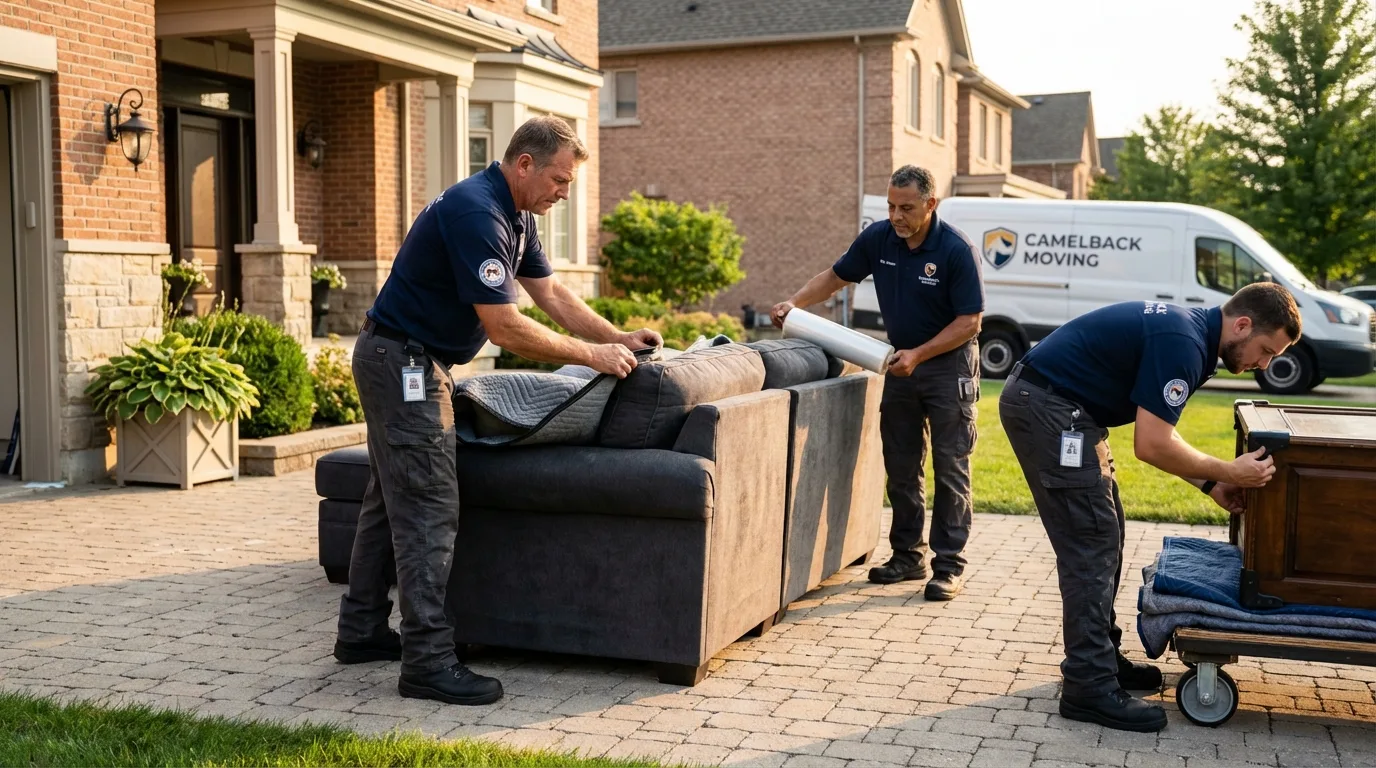 Large estate moving crew wrapping furniture in Hooker, OK