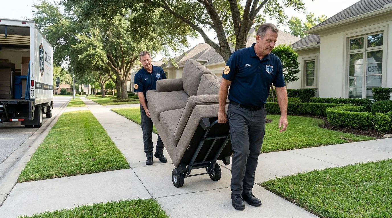 Local residential moving crew loading furniture in Hooker, OK